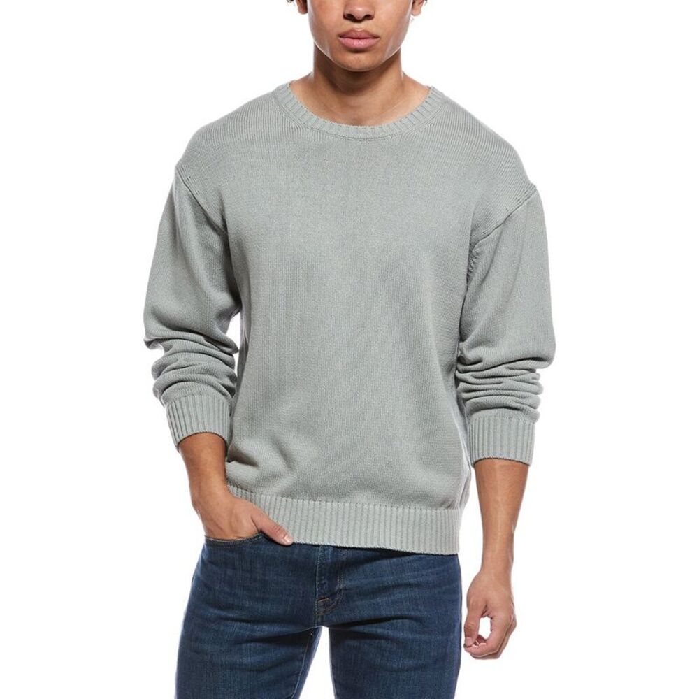 Frame Denim Mens Frame Cotton Silk-Blend Sweater, Grey